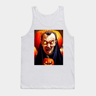 Evil Crazy Priest Halloween Design Tank Top